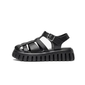 BeauToday Women's Leather Close-toe Fisherman Gladiator Sandals with Lug Thick Sole