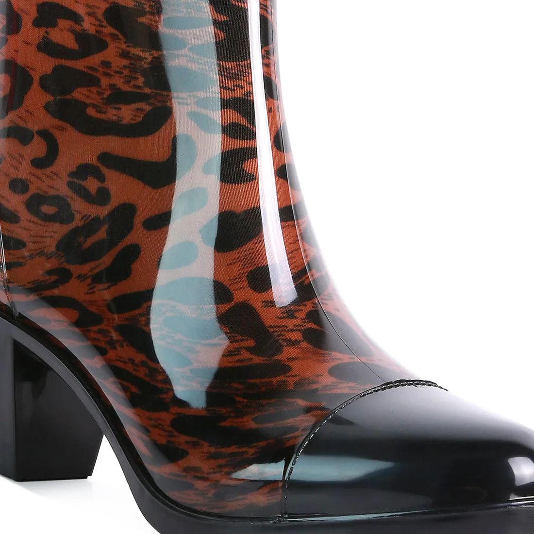 Brown Smart Block Heeled Rainboots