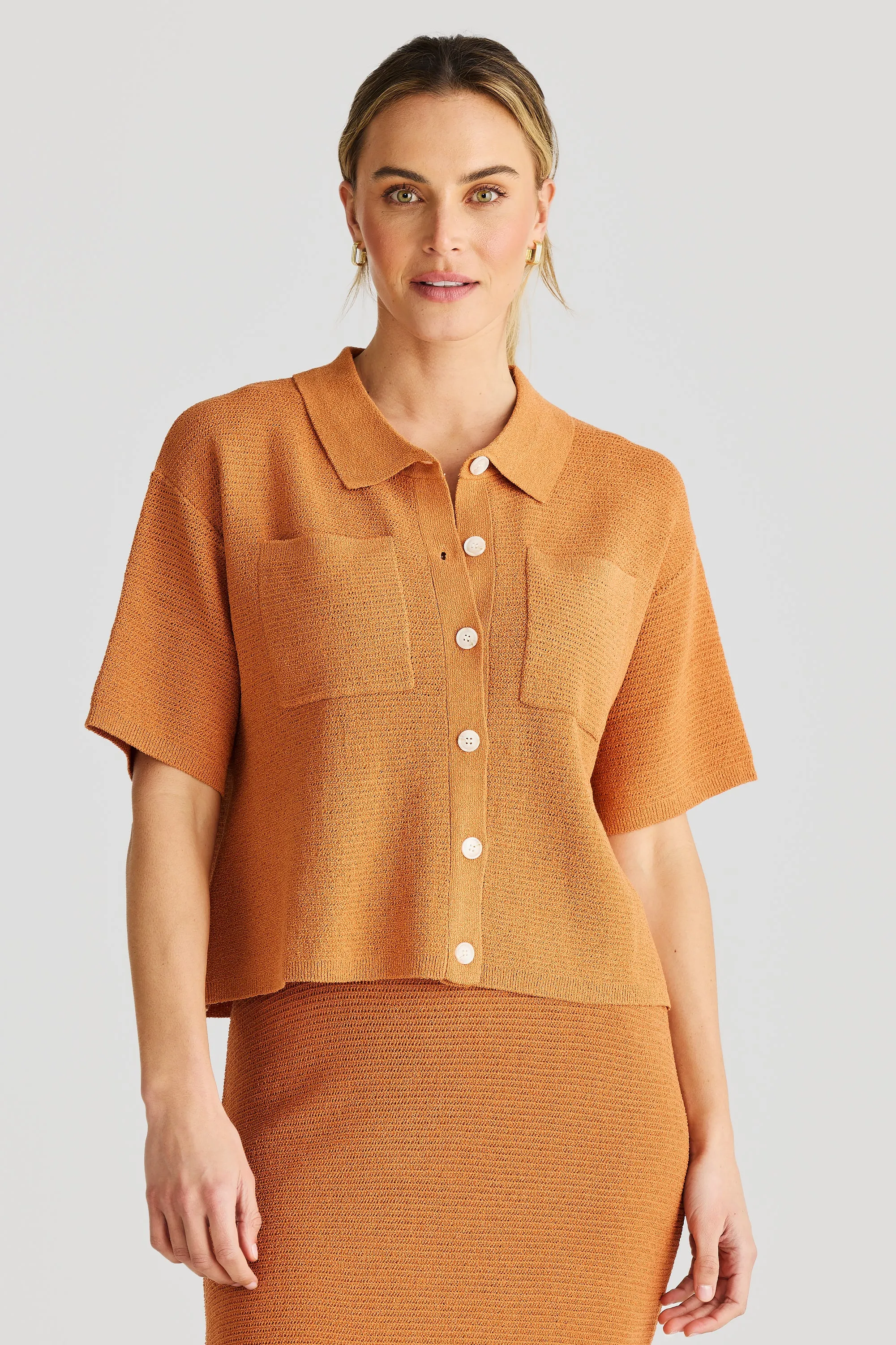 Crochet Shirt - Terracotta