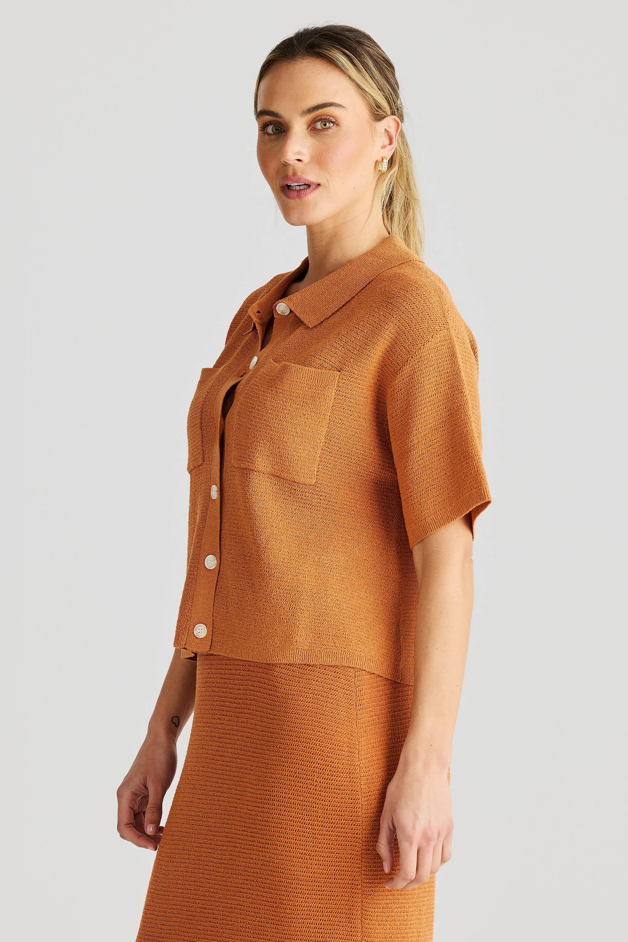 Crochet Shirt - Terracotta