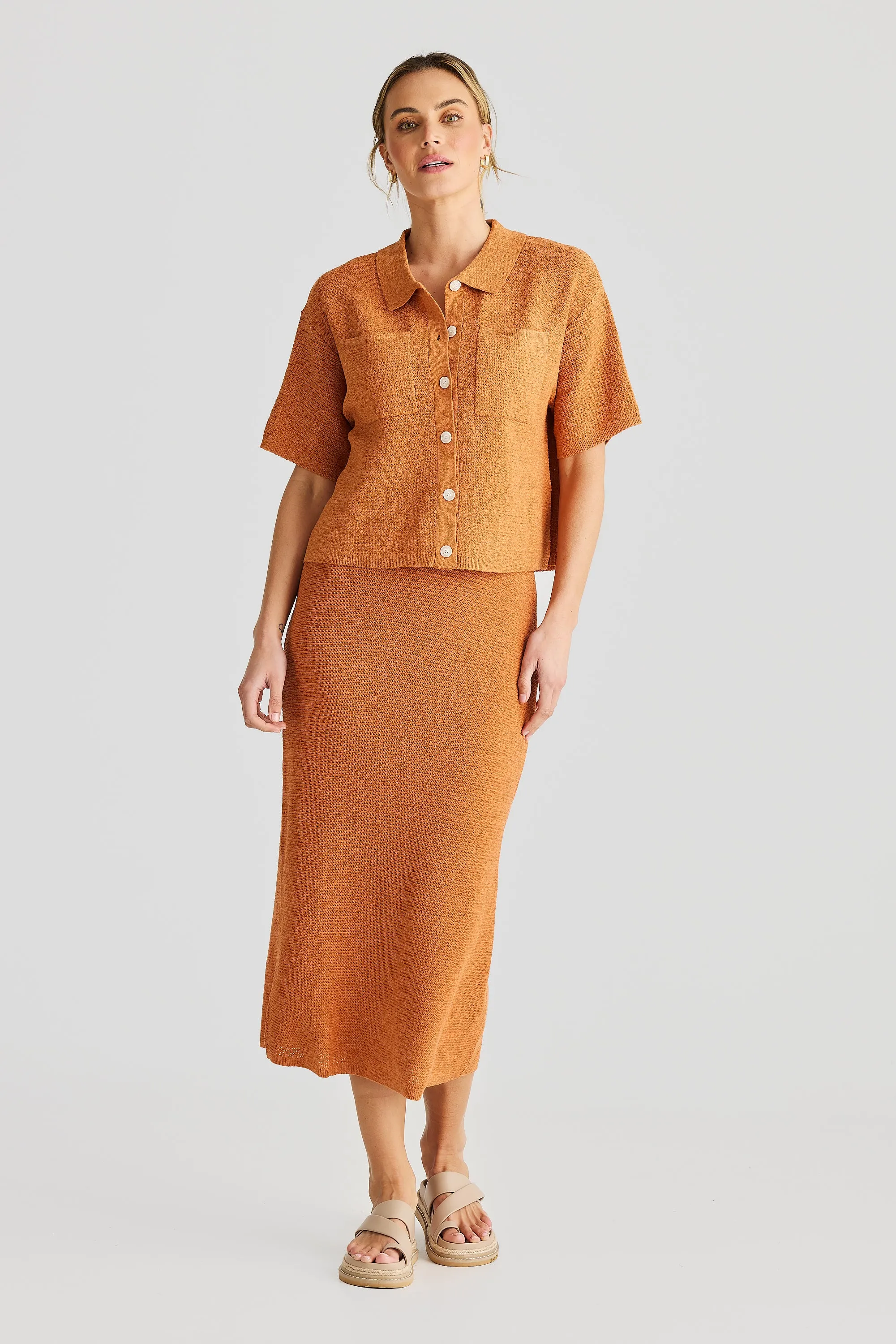 Crochet Shirt - Terracotta