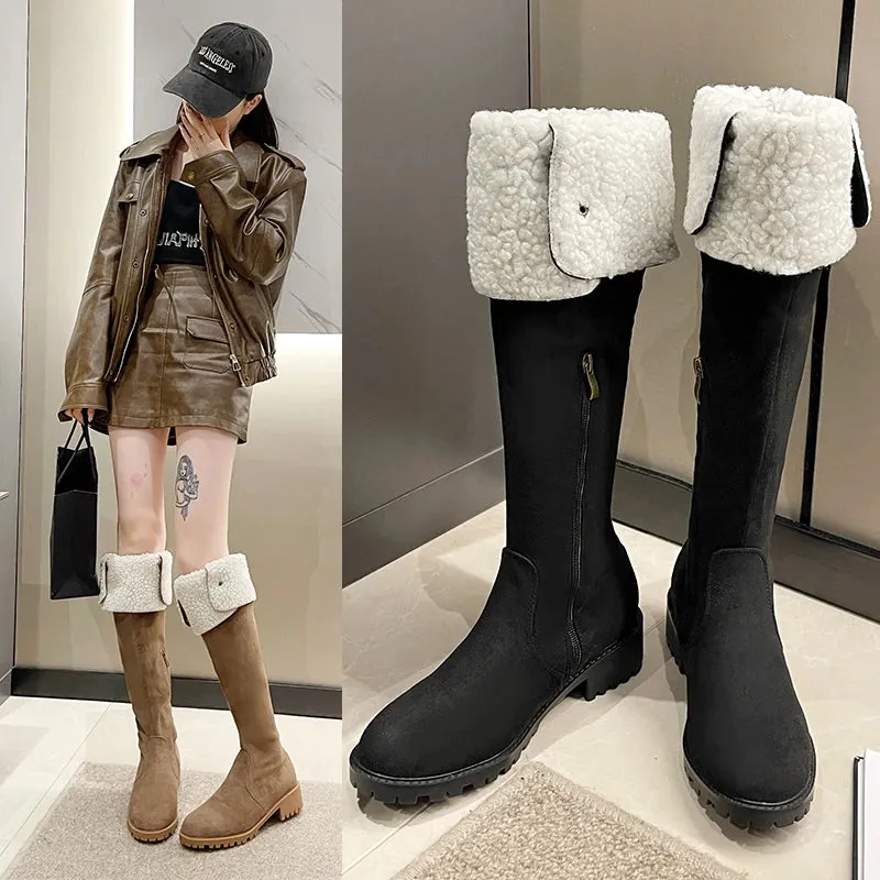 Elegant Fashionable Rivet Pointed Toe Stylish Knee High Boots