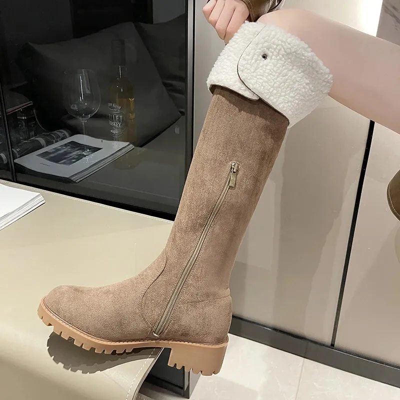 Elegant Fashionable Rivet Pointed Toe Stylish Knee High Boots