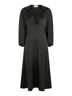Isobel Heavy Sateen Dress - Black