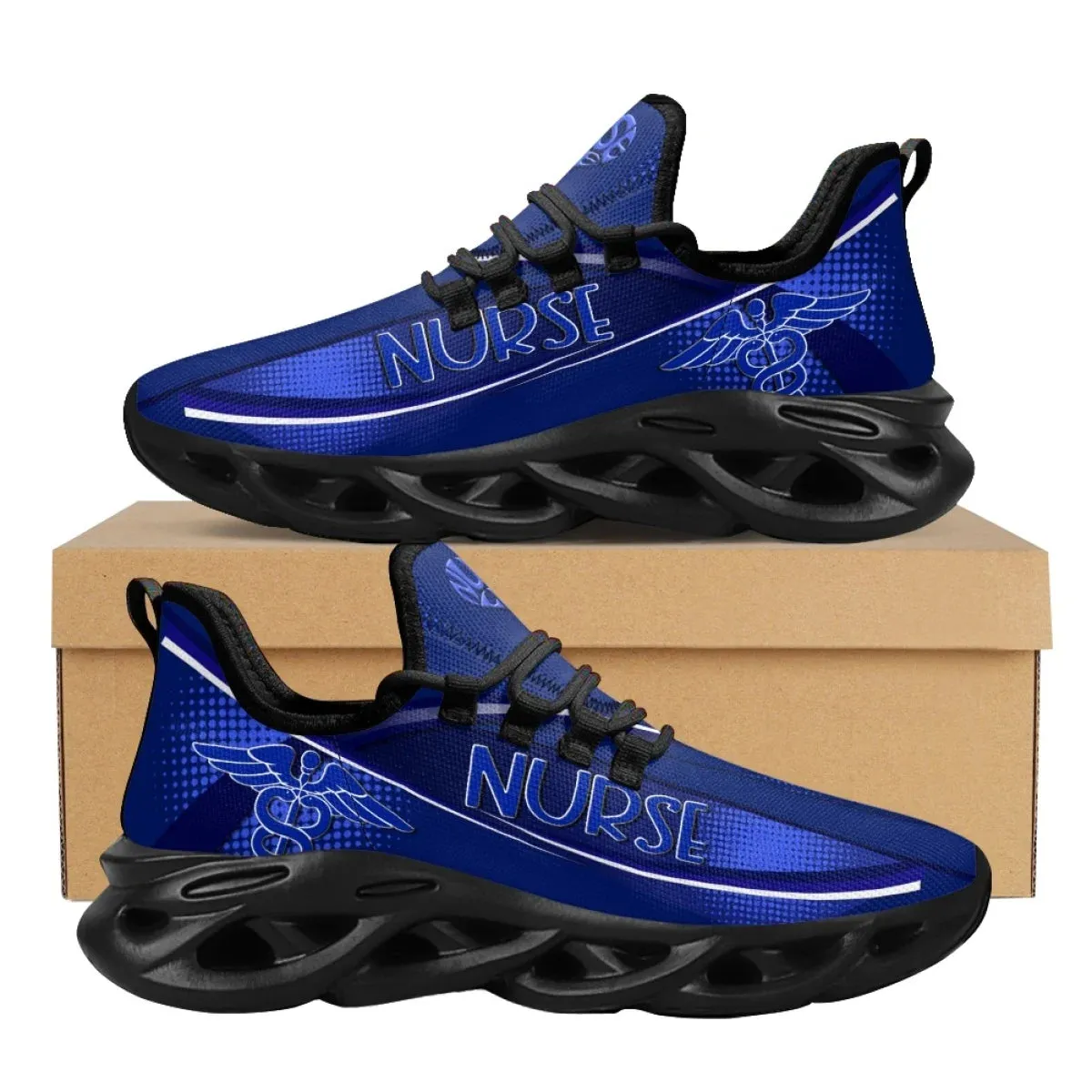 Lightweight Mesh Shoes for Women Blue Nurse Shoes Lace up Platform Sneakers Paramedic EMT EMS Pattern Flats Zapatos
