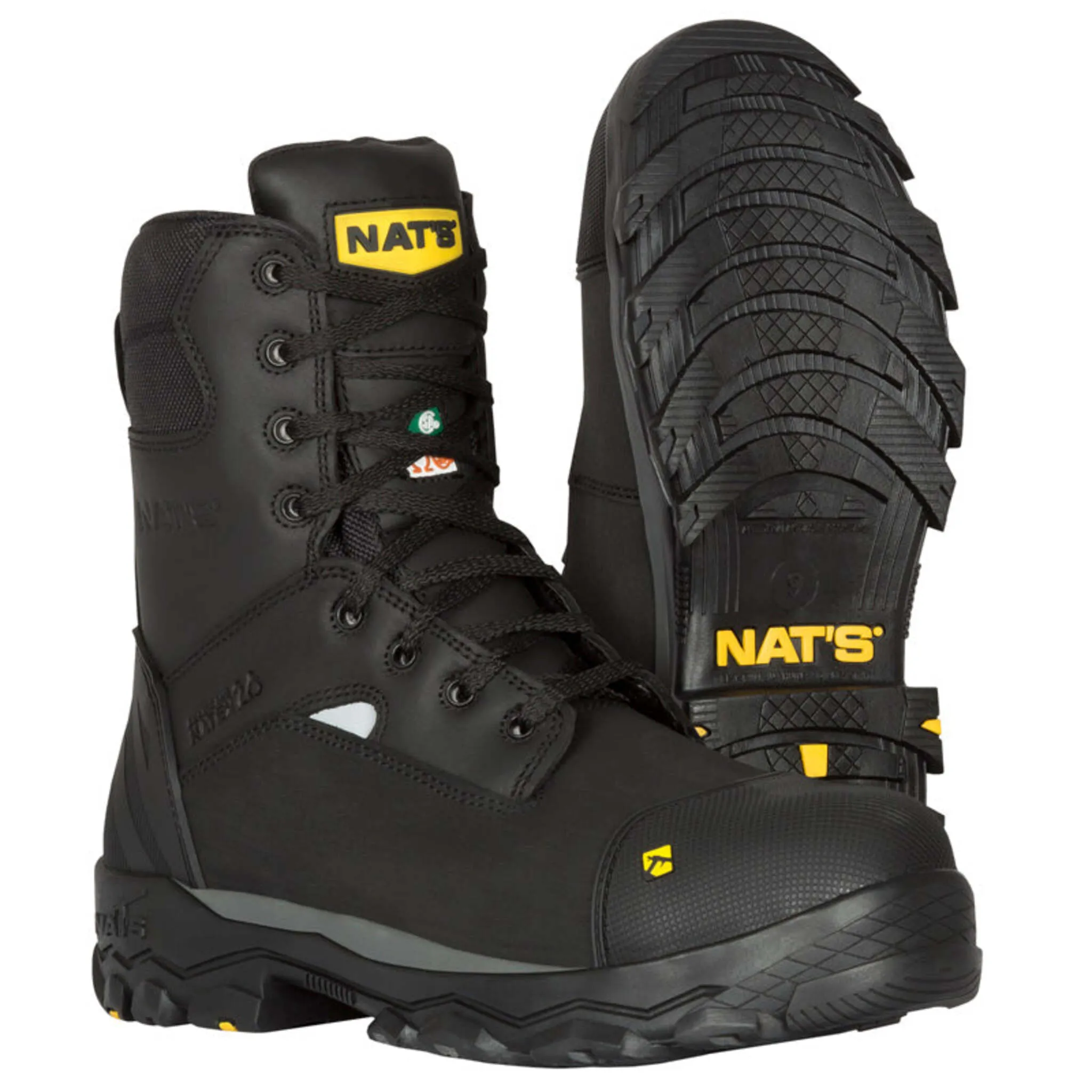 Nats Men's Safety Work Boots s626 CSA 8" Full Grain Leather Steel Toe and Cap, Waterproof, Oil Resistant, Durable, Anti-Slip | Sizes 7-13
