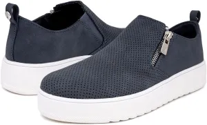 Nautica Women's Slip-On Fashion Sneakers with Side Zipper  Comfortable Low-Top Walking Shoes for Casual Everyday Wear