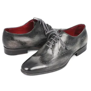 Paul Parkman Wintip Oxfords Gray & Black Handpainted Calfskin (ID#741-GRY)