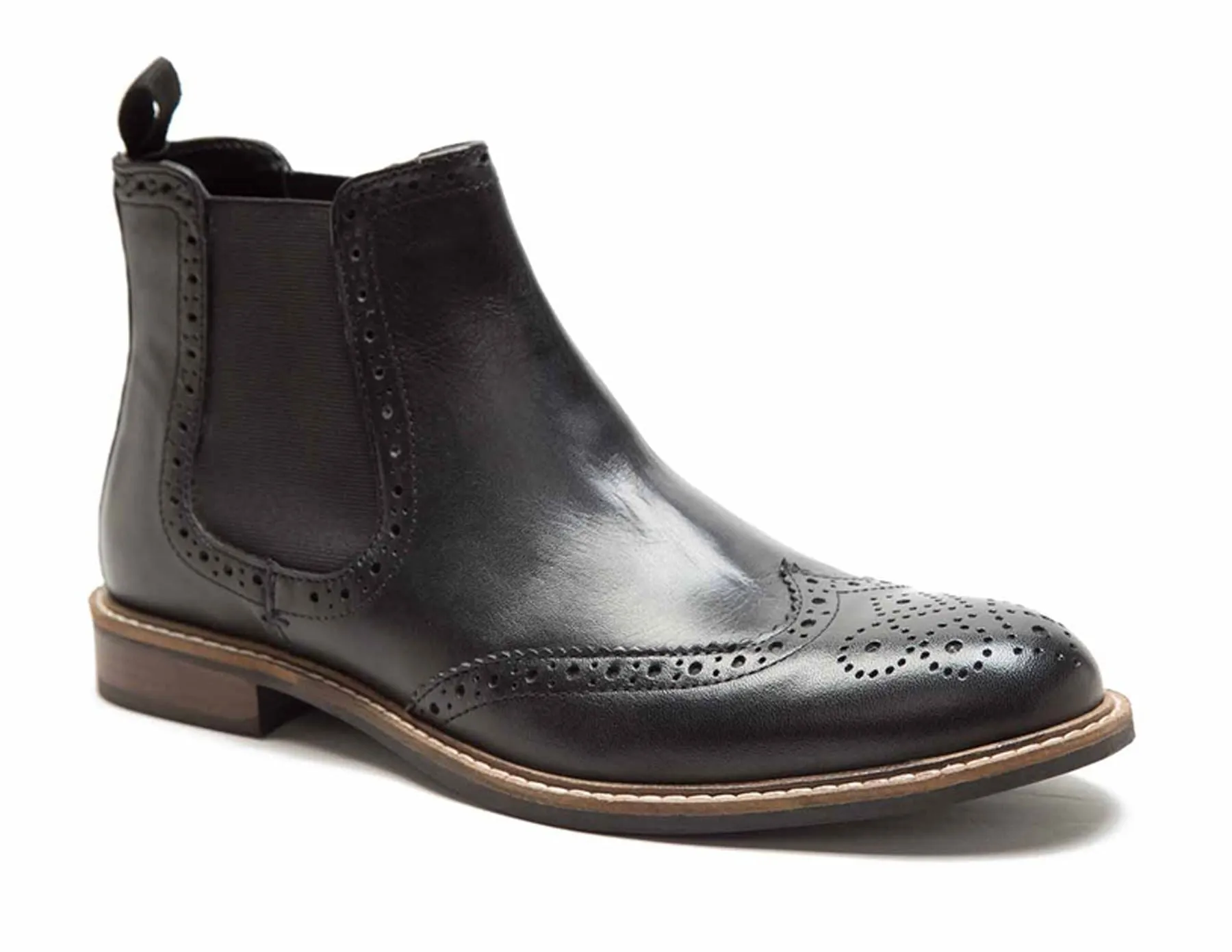 Red Tape Crick Downton Brogue Mens Chelsea Pull On Leather