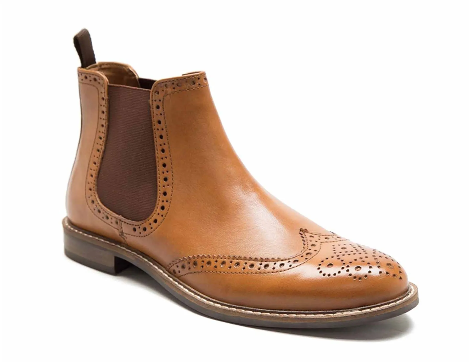 Red Tape Crick Downton Brogue Mens Chelsea Pull On Leather