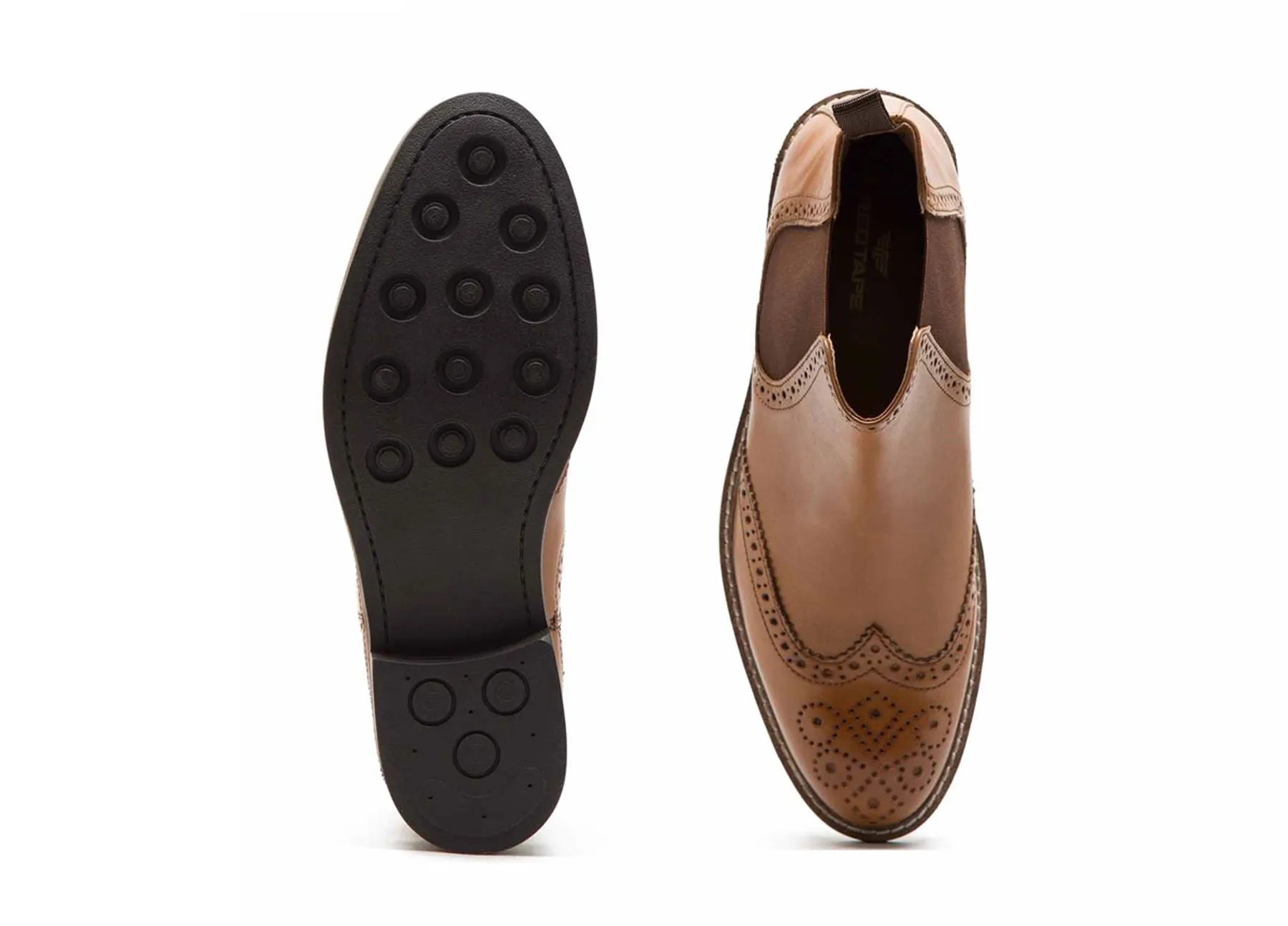 Red Tape Crick Downton Brogue Mens Chelsea Pull On Leather