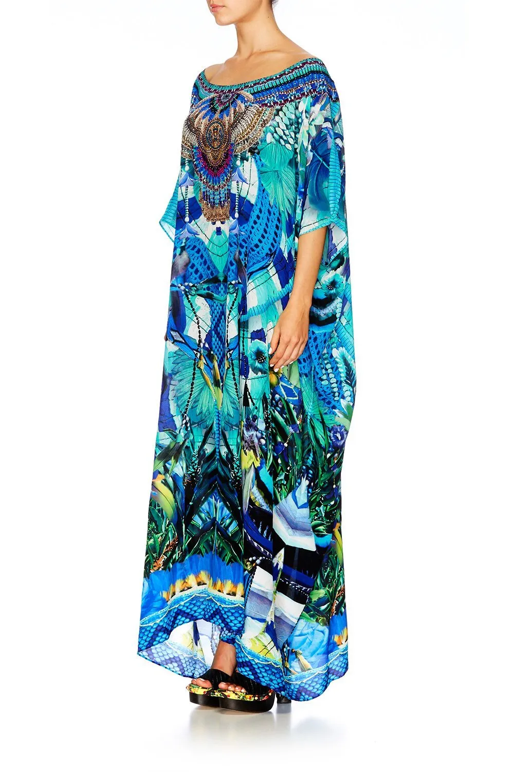 ROUND NECK KAFTAN AMAZON AZURE
