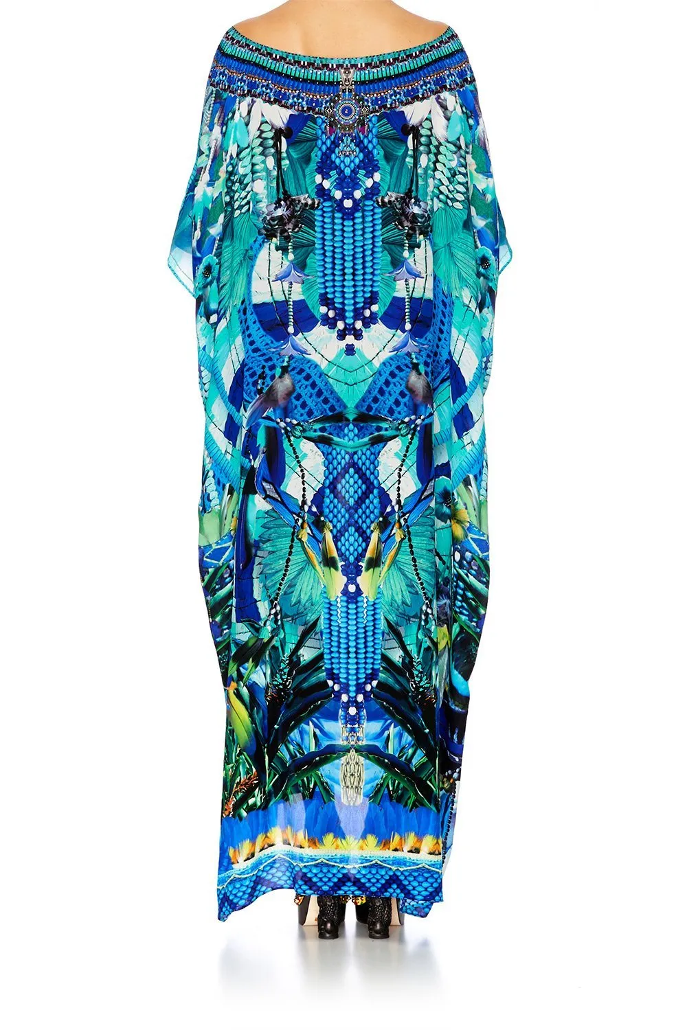 ROUND NECK KAFTAN AMAZON AZURE