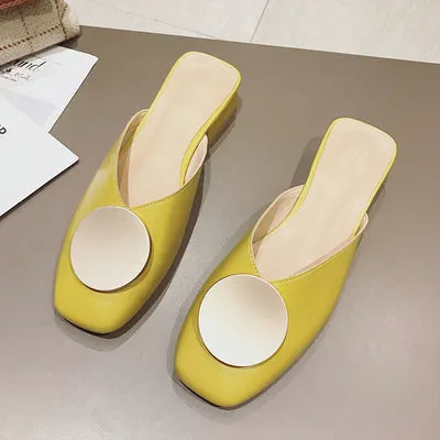 Square Toe Elegant Date Flat Heel Slippers Loafers