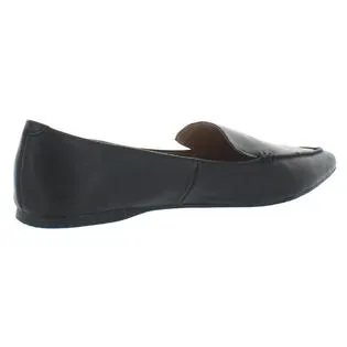 Steve Madden Feather Black Leather Pointed Closed Toe Slip On Flat Loafer