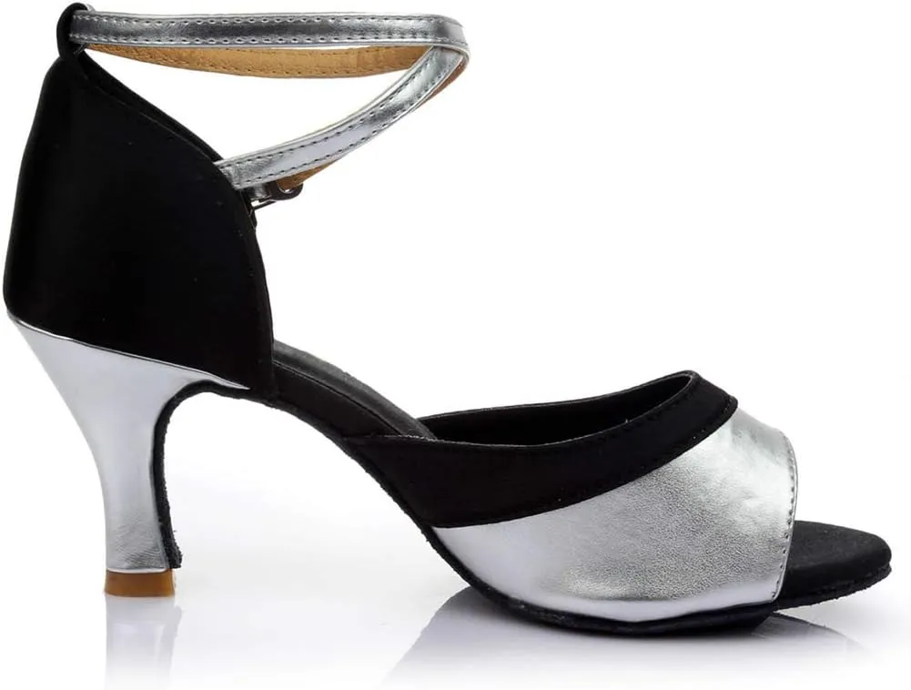 Strappy Heels for Women Leather Latin Ballroom Sandals Latin Dance Tango Shoes Performance Practice Dancing Shoes