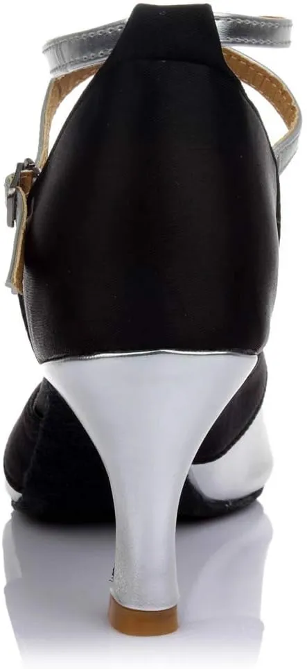 Strappy Heels for Women Leather Latin Ballroom Sandals Latin Dance Tango Shoes Performance Practice Dancing Shoes