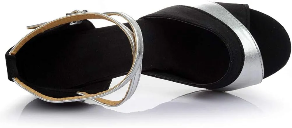 Strappy Heels for Women Leather Latin Ballroom Sandals Latin Dance Tango Shoes Performance Practice Dancing Shoes
