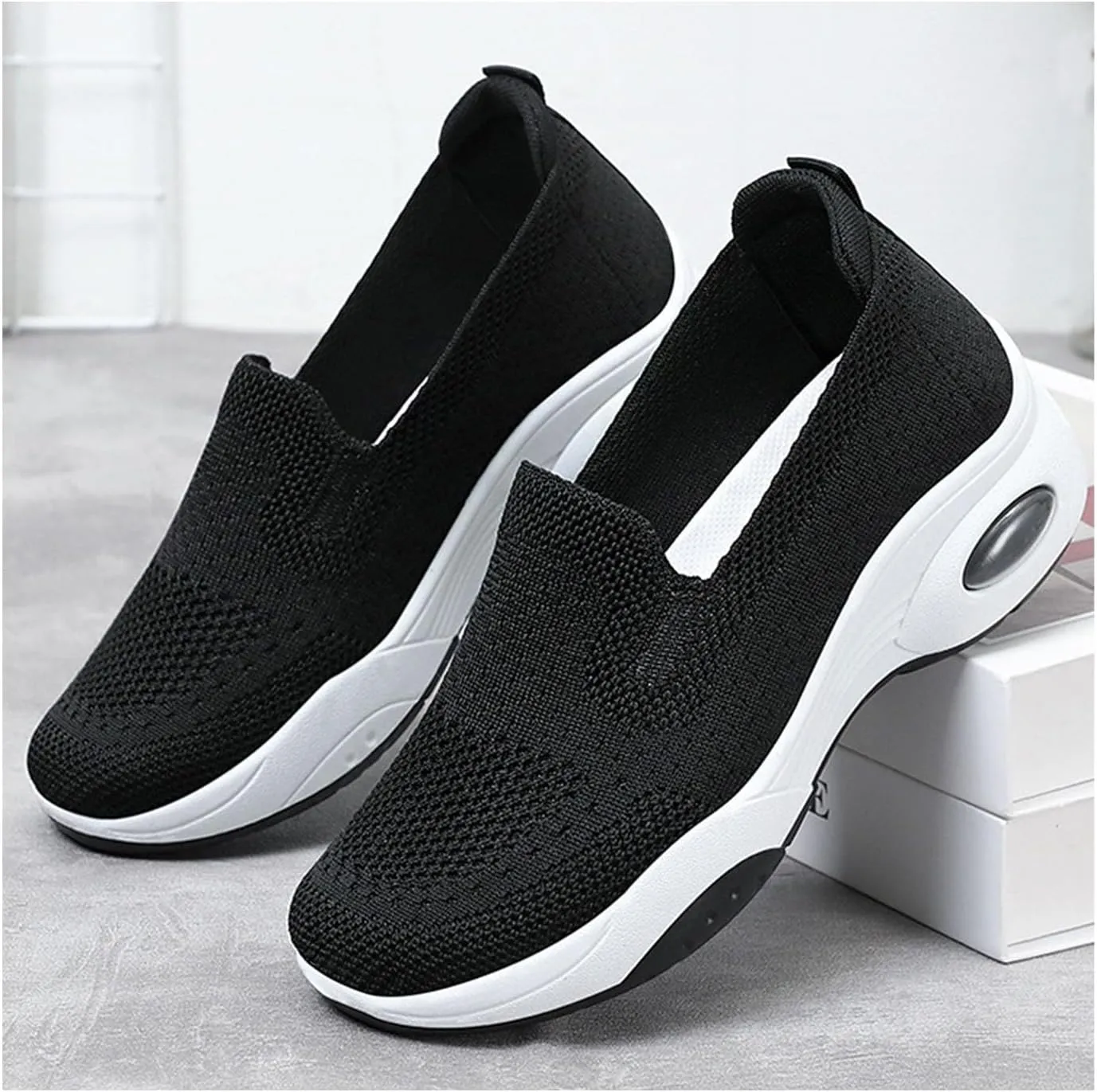 Women Orthopedic Sneakers Slip On Air Cushion Wedge Walking Shoes Arch Support Low Top Shoes Orthopedic Shoes for Women