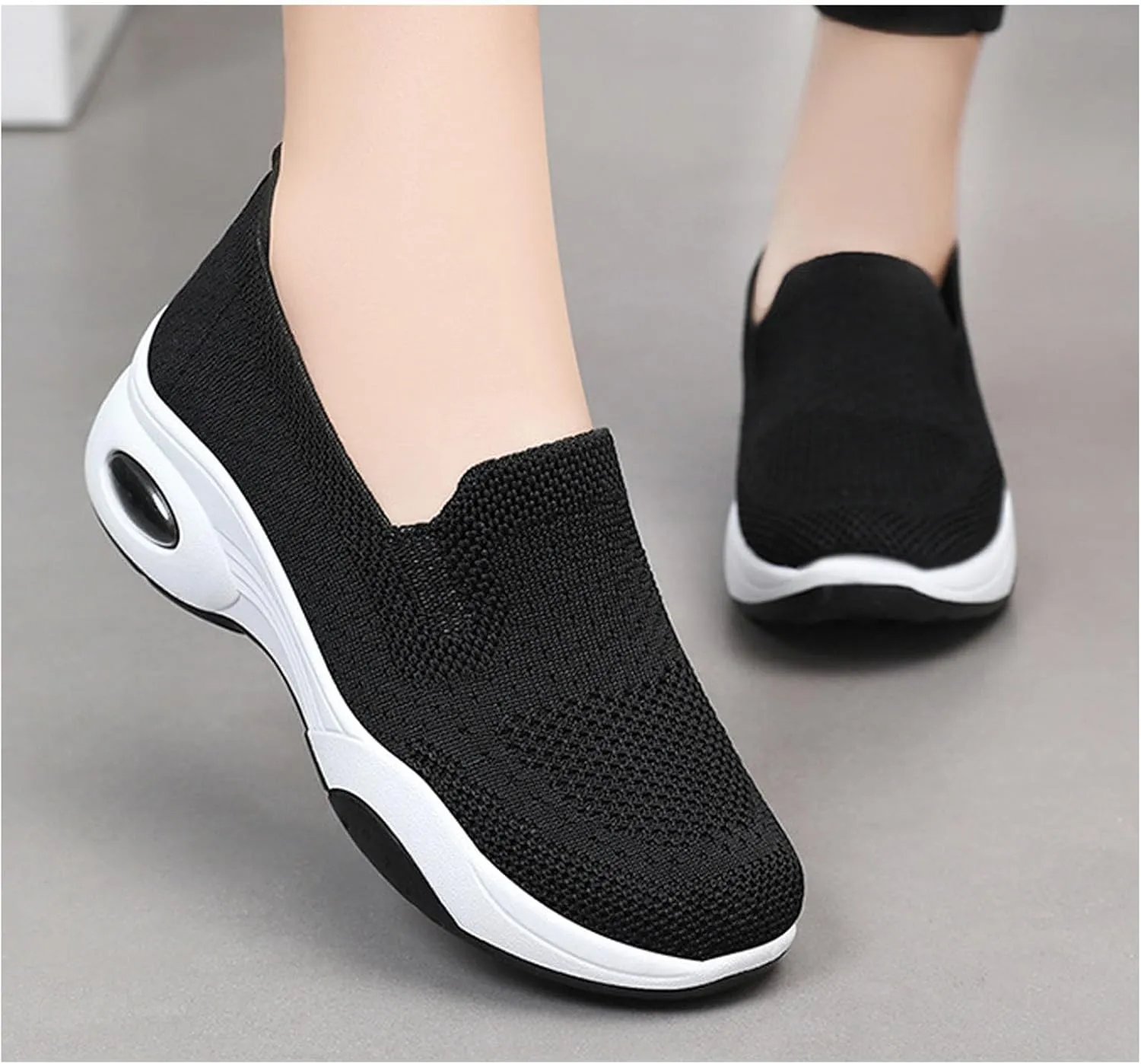 Women Orthopedic Sneakers Slip On Air Cushion Wedge Walking Shoes Arch Support Low Top Shoes Orthopedic Shoes for Women