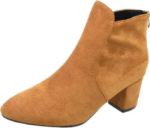 Women's Ankle Boots & Booties Black Dress Booties for Women Womens Work Boots Black Boot Heels for Women Keep Warm Flat Bottom Slip on Pointed Toe Leather Casual