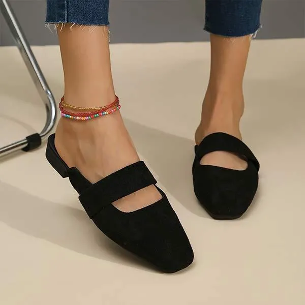 Women's Peep Toe Chunky Heel Mules with Square Front 25486174C